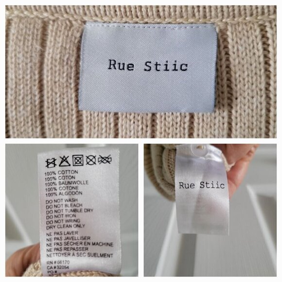 Rue Stiic Ribbed Knit Short-Sleeve Button-Up Beige Romper With Collar/ M - Picture 9 of 9